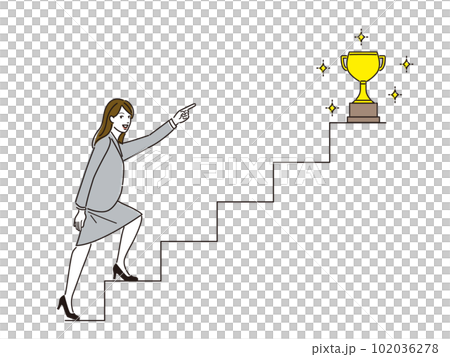 成功への階段を上る女性ビジネスパーソン 成功への階段を上る女性ビジネスパーソン 102036278