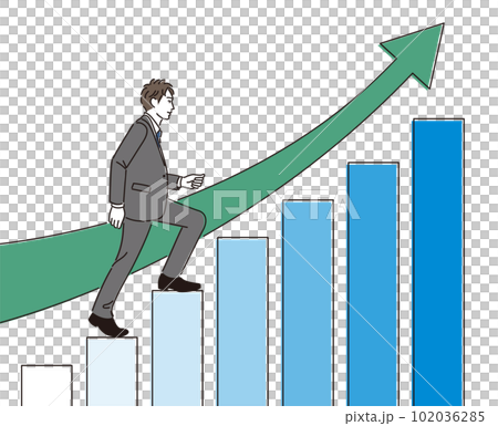 businessman climbing chart stairs 102036285