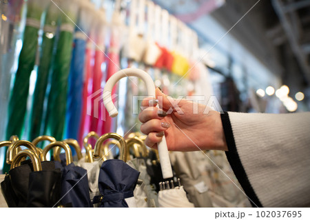 傘を選ぶ女性の手 傘を選ぶ女性の手 102037695