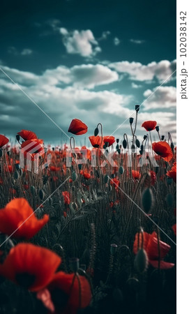 Poppy flower background for Anzac day. Illustration AI Generative 102038142
