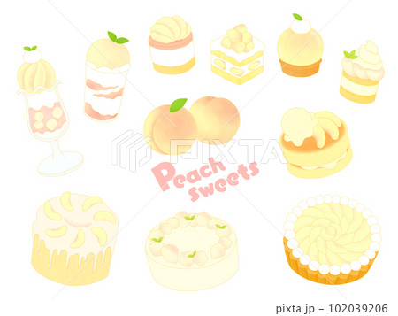 桃のスイーツいろいろイラストセット 桃のスイーツいろいろイラストセット 102039206