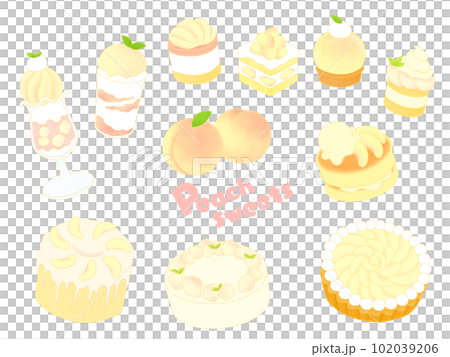 桃のスイーツいろいろイラストセット 桃のスイーツいろいろイラストセット 102039206