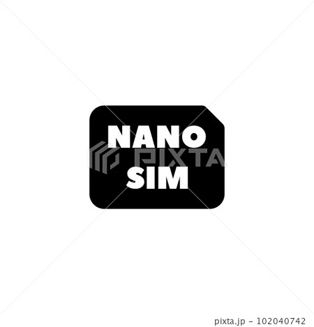 Nano Sim Card, Gsm Micro Chip, Simcard. Flat Vector Icon illustration. Simple black symbol on white background. Sim Card, Micro Gsm Chip, Simcard sign design template for web and mobile UI element. 102040742