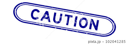 Grunge blue caution word rubber seal stamp on white background 102041285