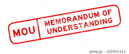 Grunge red MOU memorandum of understanding word square rubber seal stamp on white background 102041311