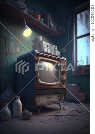 Vintage TV Room made with Generative AI Vintage TV Room made with Generative AI 102042108