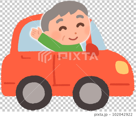 汽車的微笑的年長人 汽車的微笑的年長人 102042922
