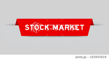 Red color inserted label with word stock market on gray background Red color inserted label with word stock market on gray background 102043919