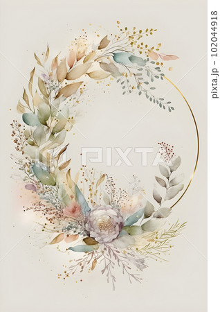 Floral botanical watercolor wreath template Floral botanical watercolor wreath template 102044918