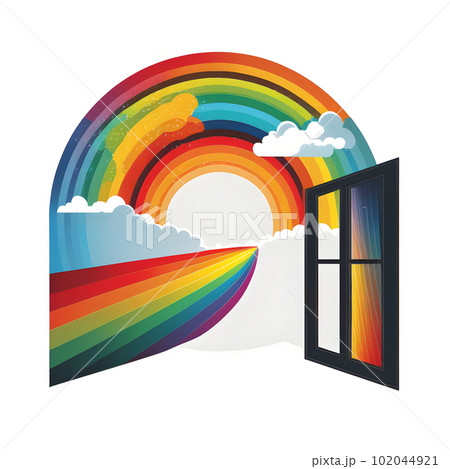Rainbow symbol on white square background Rainbow symbol on white square background 102044921