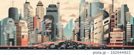 Asian city skyline with skyscrapers illustration Asian city skyline with skyscrapers illustration 102044922
