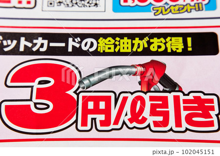 チラシ　リッター3円引き　給油ノズル　ガソリンスタンドイメージ 102045151