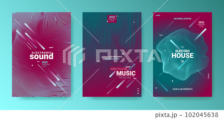 Minimal Abstract Dj Flyer Set. Electro Sound Cover. Techno Music 102045638