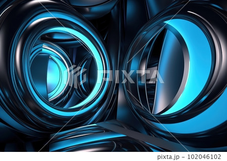 Blue abstract shapes digital art made with generative AI 102046102