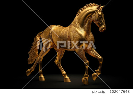 Golden figure of a horse made with generative AI 102047648