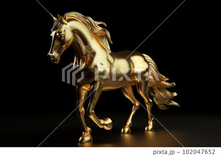Golden figure of a horse made with generative AI 102047652