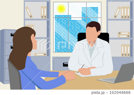 Girl at the doctor's appointment. The concept of medicine, health care. Vector image. Girl at the doctor's appointment. The concept of medicine, health care. Vector image. 102048666