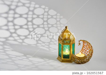 Islamic background with ramadan lantern and crescent moon. Islamic background with ramadan lantern and crescent moon. 102051567
