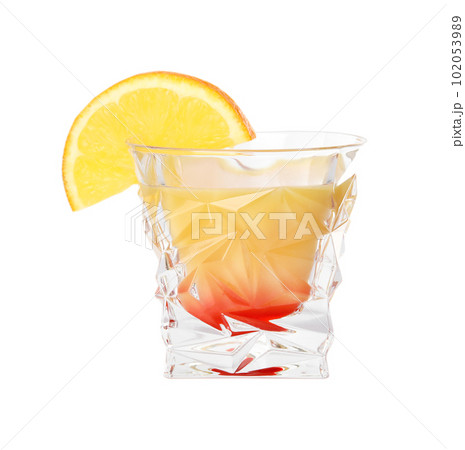Fresh alcoholic Tequila Sunrise cocktail isolated on white 102053989