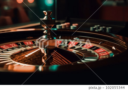 Close up of roulette wheel spinning. Generative Ai Close up of roulette wheel spinning. Generative Ai 102055344