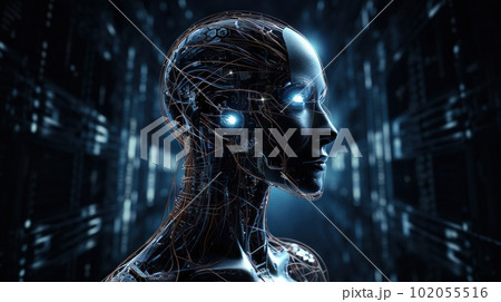 Artificial intelligence technology, revolutionized interact with machines. Machine learning and Deep data mining for big amount od data processing. Concept Future Technology. Generative AI 102055516