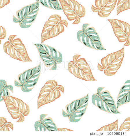 Jungle leaf seamless pattern. Exotic botanical texture. Floral background. Decorative tropical palm leaves wallpaper. 102060134