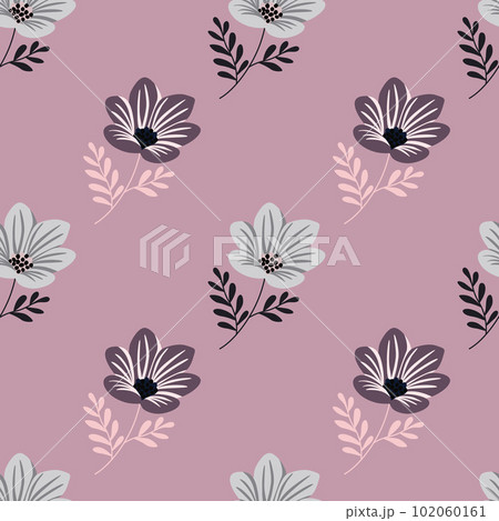 Flower stylized seamless pattern. Cute botanical illustration. Abstract floral background. 102060161