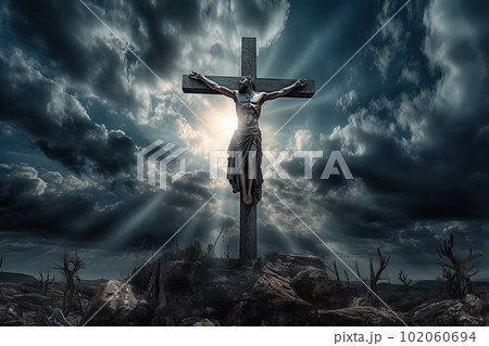 Jesus Christ on the cross made with generative AI Jesus Christ on the cross made with generative AI 102060694