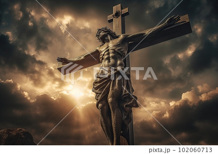Jesus Christ on the cross made with generative AI Jesus Christ on the cross made with generative AI 102060713