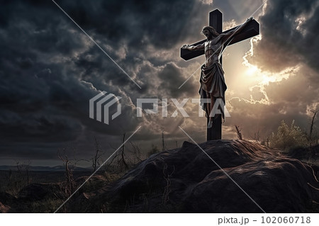 Jesus Christ on the cross made with generative AI 102060718