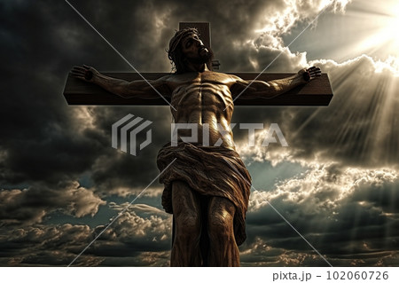 Jesus Christ on the cross made with generative AI Jesus Christ on the cross made with generative AI 102060726
