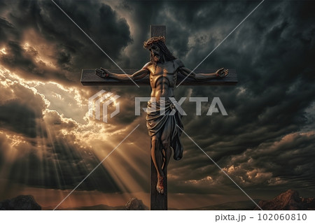 Jesus Christ on the cross made with generative AI Jesus Christ on the cross made with generative AI 102060810