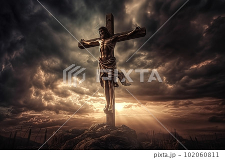 Jesus Christ on the cross made with generative AI Jesus Christ on the cross made with generative AI 102060811