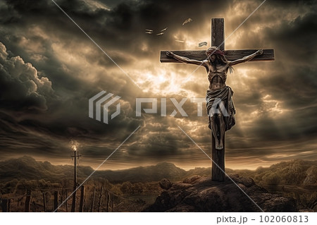 Jesus Christ on the cross made with generative AI Jesus Christ on the cross made with generative AI 102060813