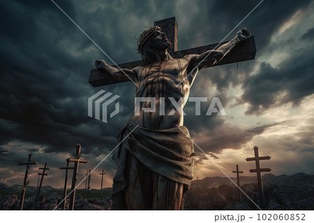 Jesus Christ on the cross made with generative AI Jesus Christ on the cross made with generative AI 102060852
