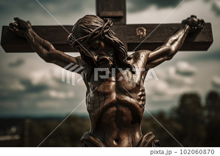Statue Jesus Christ on the cross with generative AI Statue Jesus Christ on the cross with generative AI 102060870