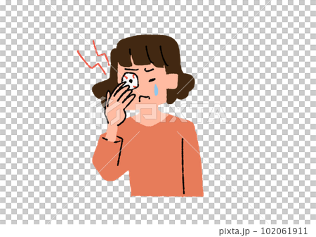 目が充血している女性 眼精疲労や目の病気に関するイラスト 目が充血している女性 眼精疲労や目の病気に関するイラスト 102061911