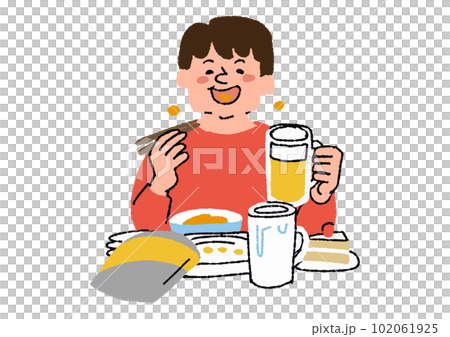 暴飲暴食をする男性 病気の治療や予防 暴飲暴食をする男性 病気の治療や予防 102061925
