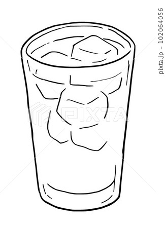 アイスコーヒー　シンプルイラスト　線画 102064056