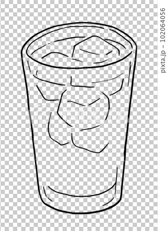 アイスコーヒー　シンプルイラスト　線画 102064056