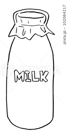 乳製品　牛乳　シンプルイラスト　線画 102064217