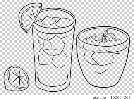 レモンティー　シンプルイラスト　線画 102064268