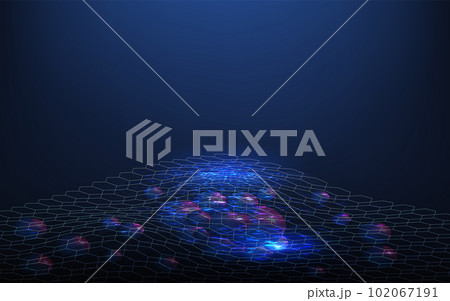 Artificial Intelligence (AI) Molecular structure background concept with ChatGPT, Chatbot, Machine learning, Abstract molecule background with hexagons, wave flow. Vector Illustration 102067191
