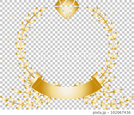 金桂冠花環框架和鑽石的插圖 金桂冠花環框架和鑽石的插圖 102067436