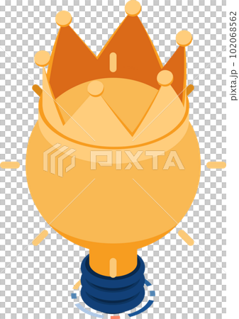 Isometric Light Bulb Idea with Golden Crown 102068562