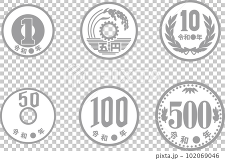 アイコン　ピクトグラム　お金　マネー　ビジネス　円　紙幣　硬貨　金融　貯金　シンプル　イラストセット 102069046