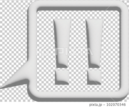 Plump half-dimensional square speech bubble exclamation mark 102070346