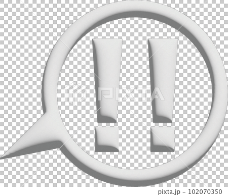 Plump half-dimensional square speech bubble exclamation mark 102070350