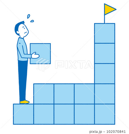 ブロックを積み上げる男性 102070841