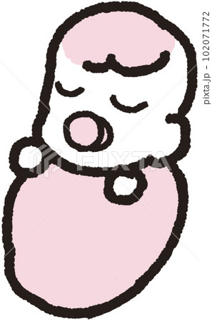 斜めに寝ている赤ちゃんのシンプルなイラスト 斜めに寝ている赤ちゃんのシンプルなイラスト 102071772